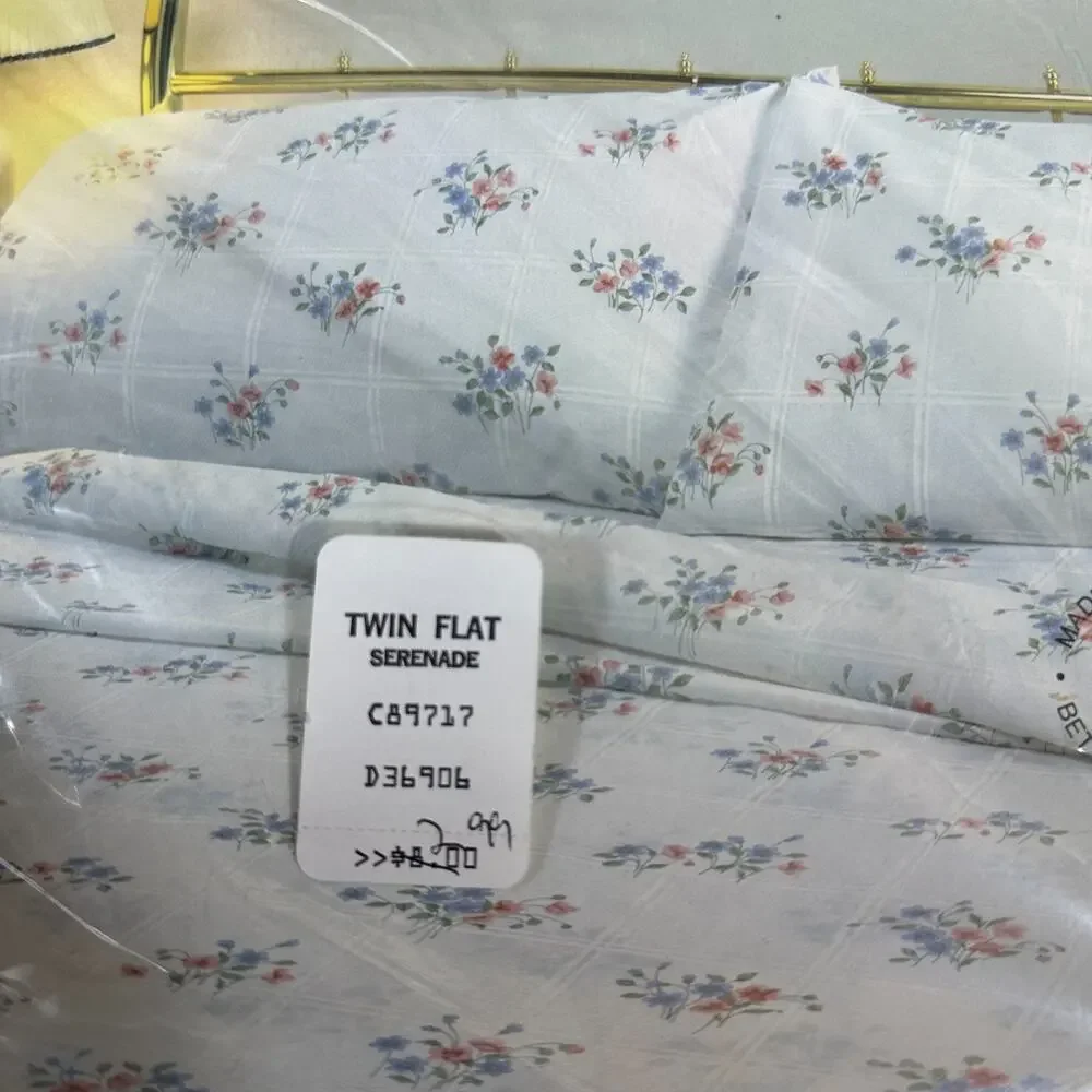2 Vintage NOS Cannon Gold Label Serenade Floral Twin‎ Flat Sheet No Iron